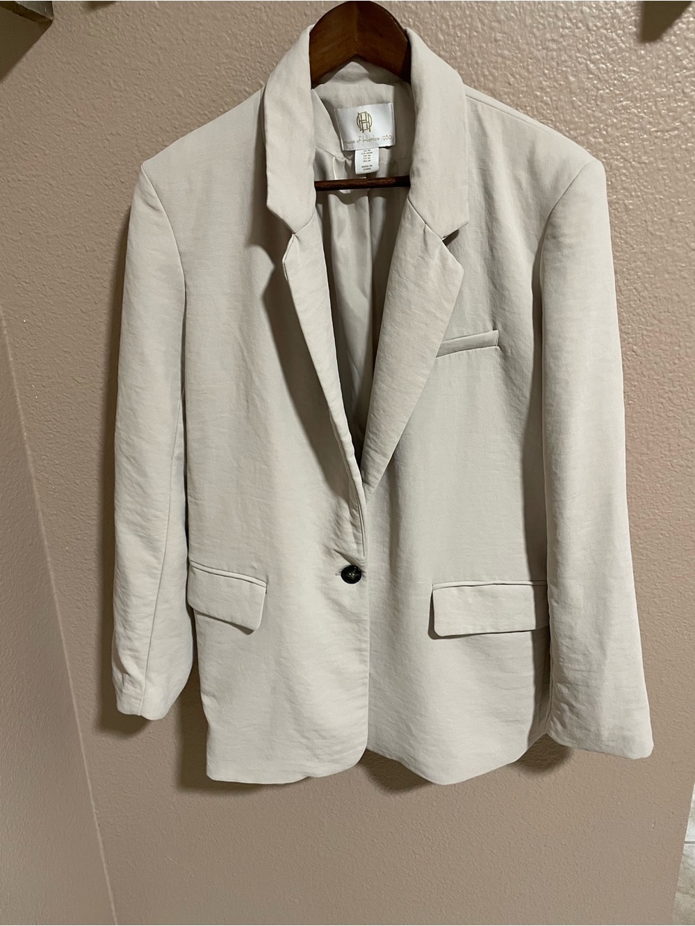 House of Harlow 1960 Cream Single-Button Notch Lapel Blazer